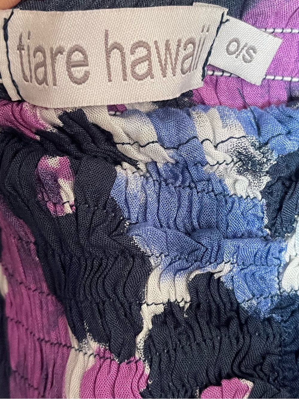 Tiare Hawaii O/S Purple Blue Floral Smocked Strapless Resort Maxi Dress - Picture 5 of 8